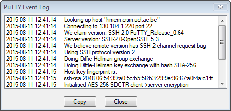 PuTTY Event Log