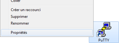 PuTTY properties shortcut
